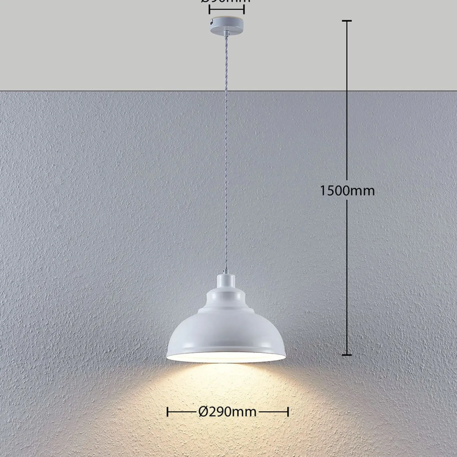 Lindby Pendelleuchte Albertine, weiß, Metall, Ø 29 cm, E27