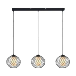 Lindby Pendelleuchte Cedrice, 3-flg., schwarz, Metall, E27