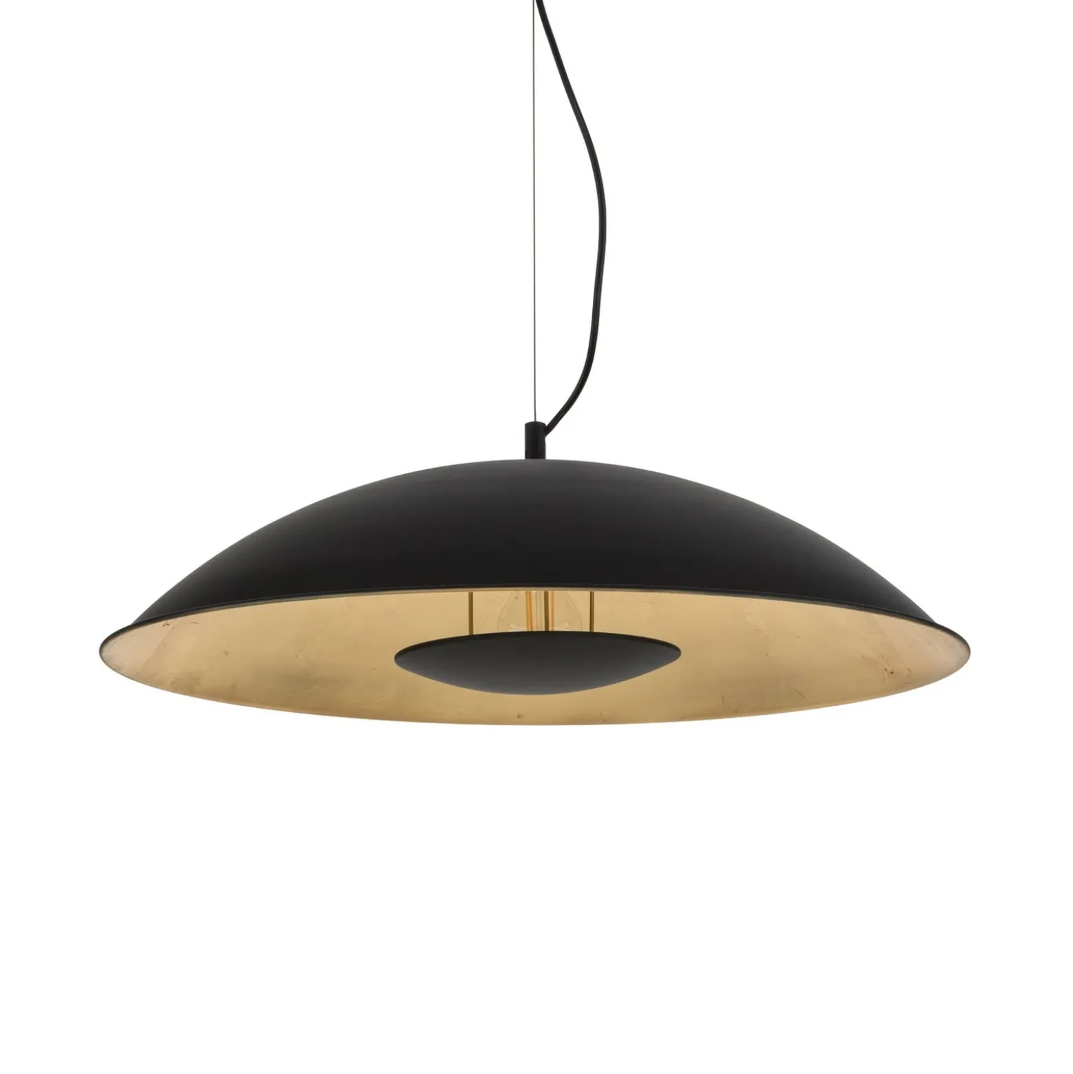 Lindby Pendelleuchte Emilienne, schwarz, goldfarben, Ø 60 cm