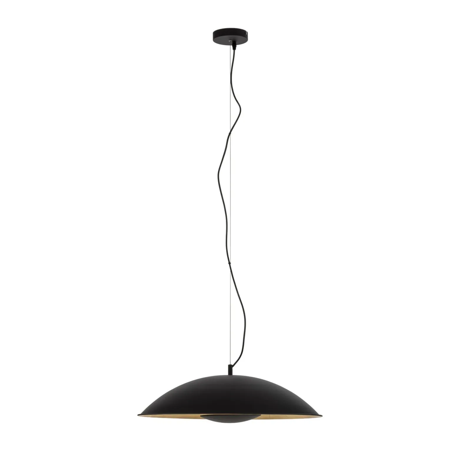 Lindby Pendelleuchte Emilienne, schwarz, goldfarben, Ø 60 cm