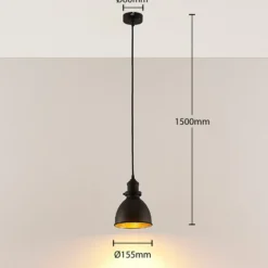 Lindby Pendelleuchte Jasminka, schwarz/gold, Metall, 1-flg.