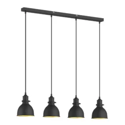 Lindby Pendelleuchte Jasminka, schwarz/gold, Metall, 4-flg.