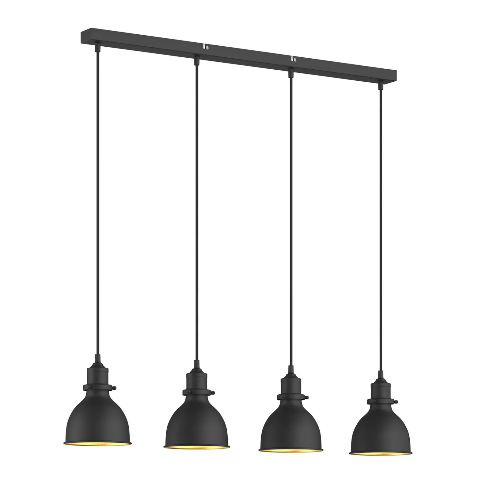 Lindby Pendelleuchte Jasminka, schwarz/gold, Metall, 4-flg.