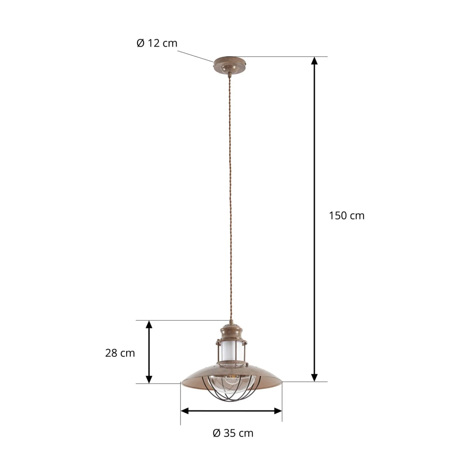 Lindby Pendelleuchte Louisanne, braun, Metall, Ø 35 cm