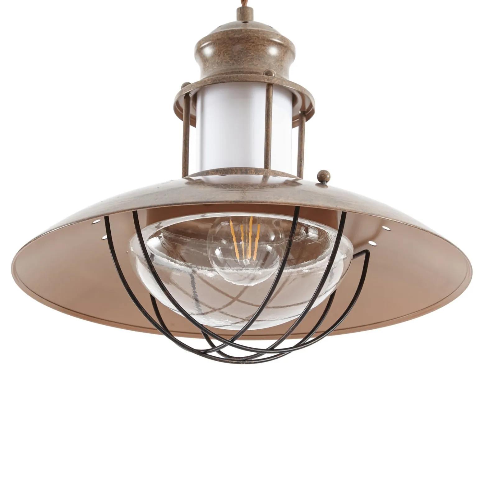 Lindby Pendelleuchte Louisanne, braun, Metall, Ø 35 cm