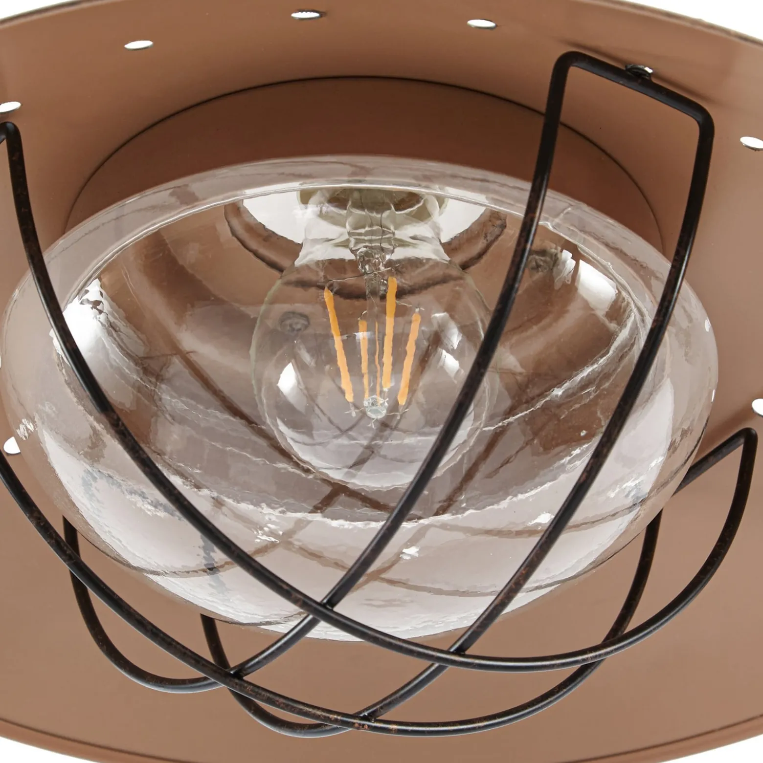 Lindby Pendelleuchte Louisanne, braun, Metall, Ø 35 cm