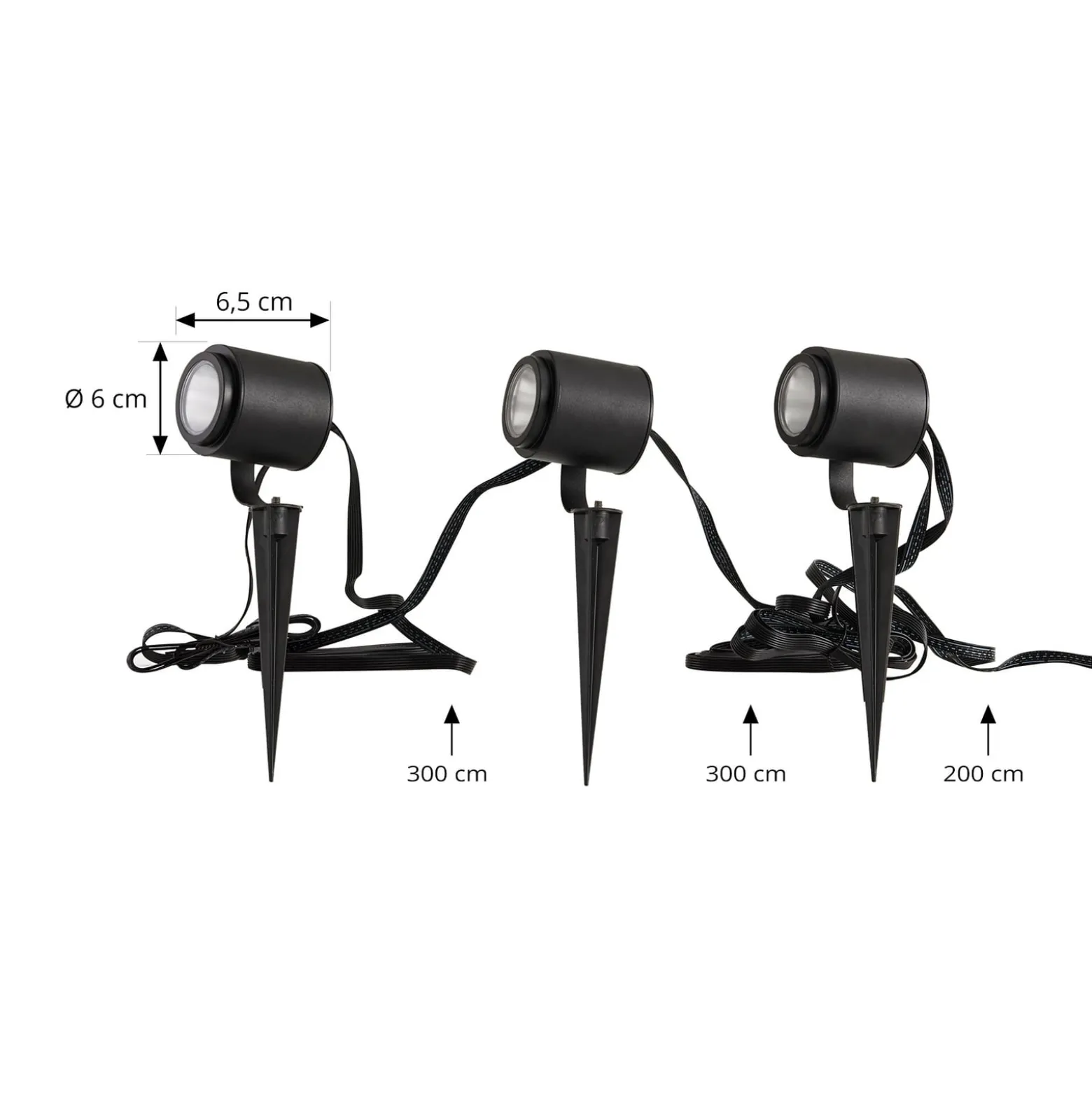 Lindby Smart LED-Außenstrahler Nymo, CCT, RGB, Tuya, 3er-Set