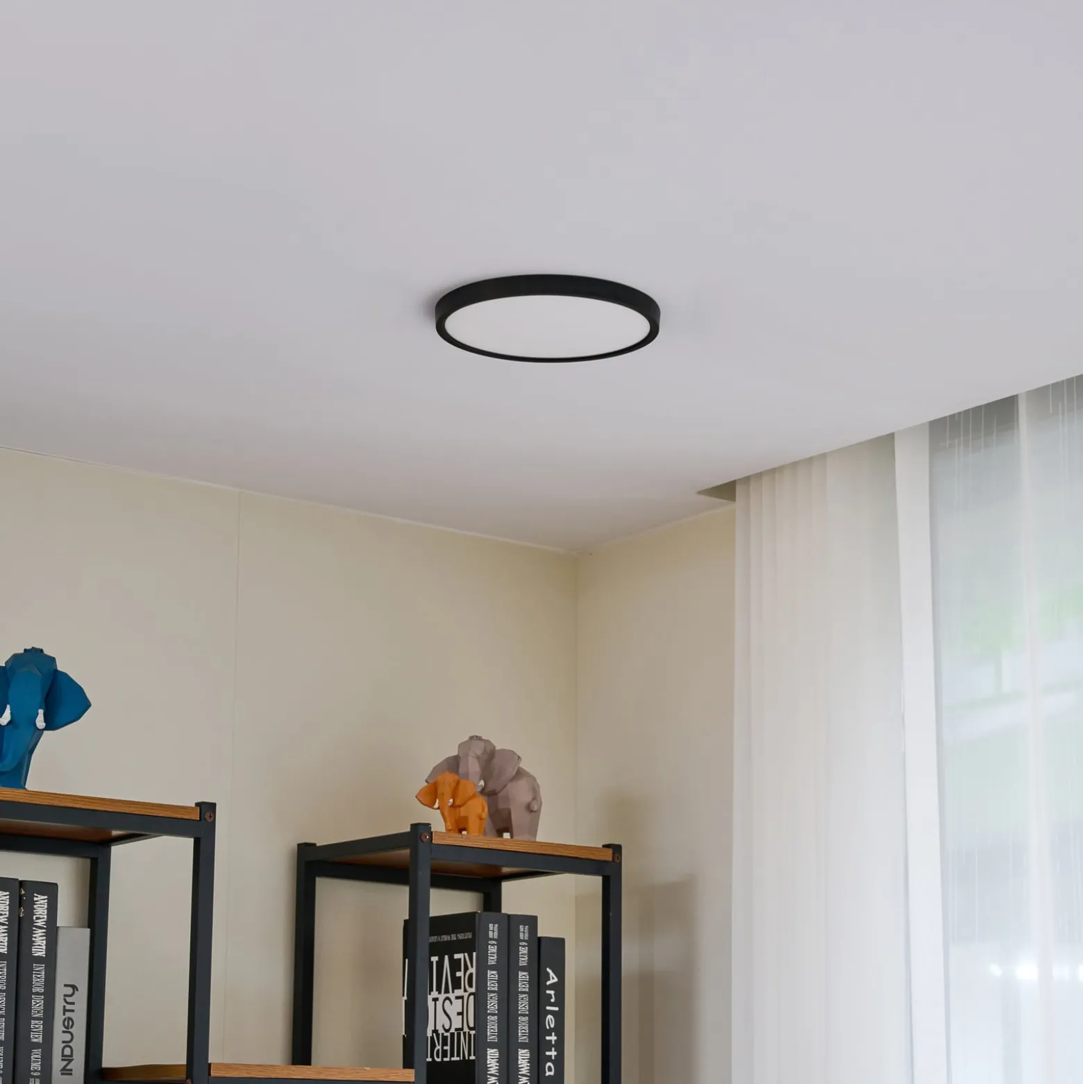 Lindby Smart LED-Deckenleuchte Pravin, Ø 23 cm, CCT, schwarz