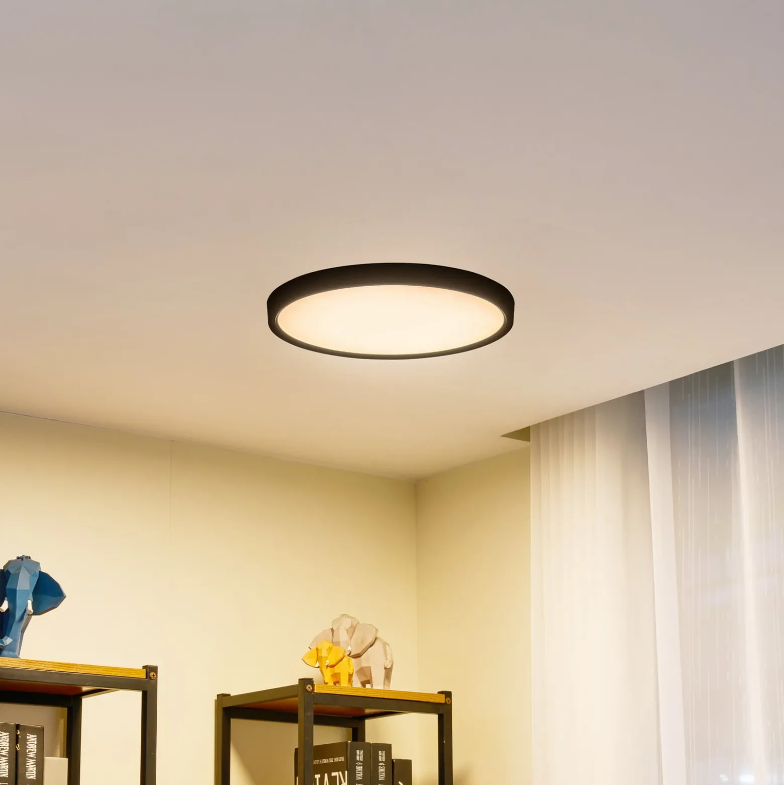 Lindby Smart LED-Deckenleuchte Pravin, Ø 40 cm, CCT, schwarz