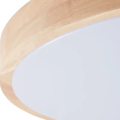 Lindby Smart LED-Deckenleuchte Innes Holz Ø39cm RGB CCT Tuya