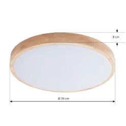 Lindby Smart LED-Deckenleuchte Innes Holz Ø39cm RGB CCT Tuya