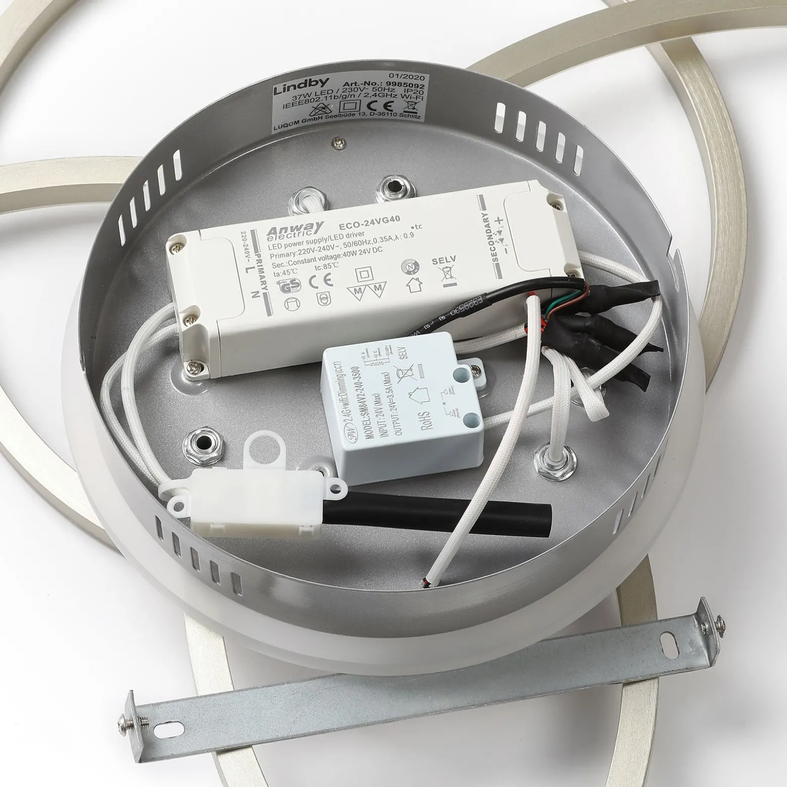 Lindby Smart LED-Deckenleuchte Tula, Fernbedienung, Tuya CCT