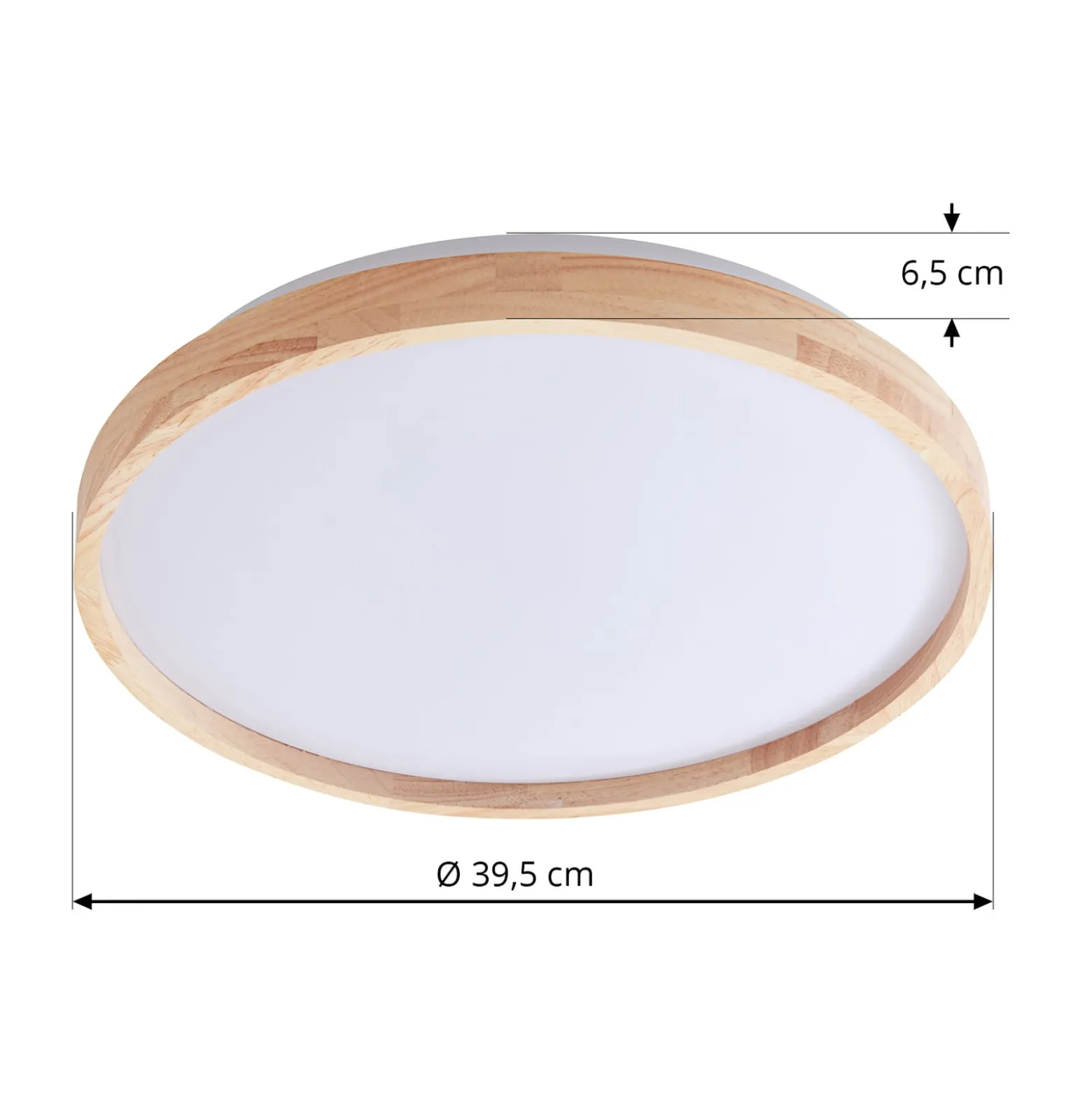Lindby Smart LED-Deckenleuchte Mirren Holz Ø39,5cm CCT Tuya