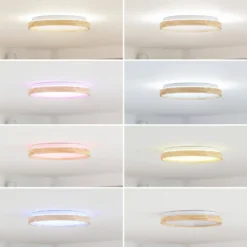 Lindby Smart LED-Deckenleuchte Mirren Holz Ø39,5cm CCT Tuya