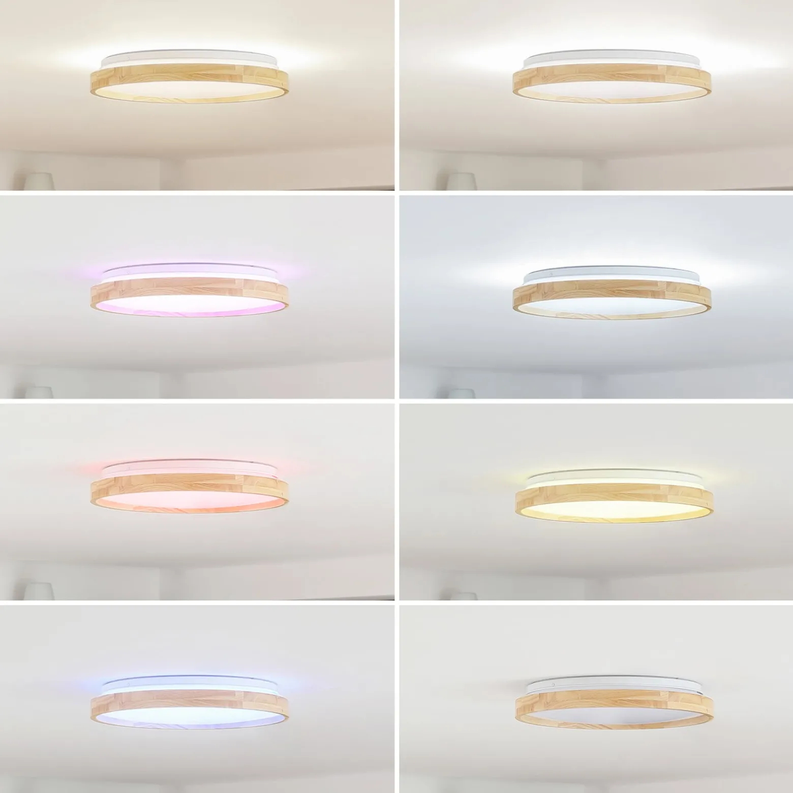 Lindby Smart LED-Deckenleuchte Mirren Holz Ø39,5cm CCT Tuya
