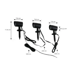 Lindby Smart LED-Erdspießstrahler Nycta, RGB, Tuya, 3er-Set