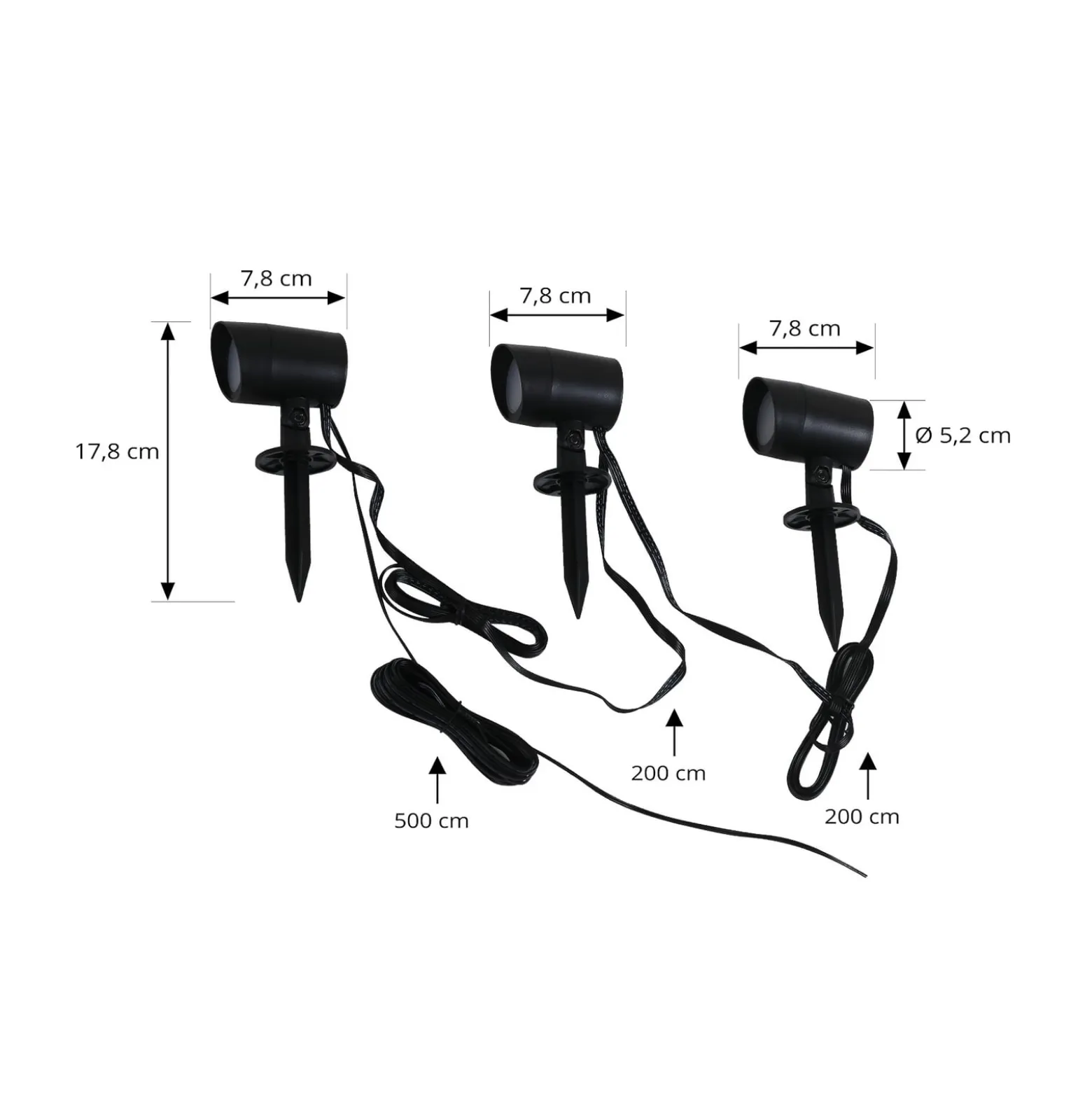 Lindby Smart LED-Erdspießstrahler Nycta, RGB, Tuya, 3er-Set