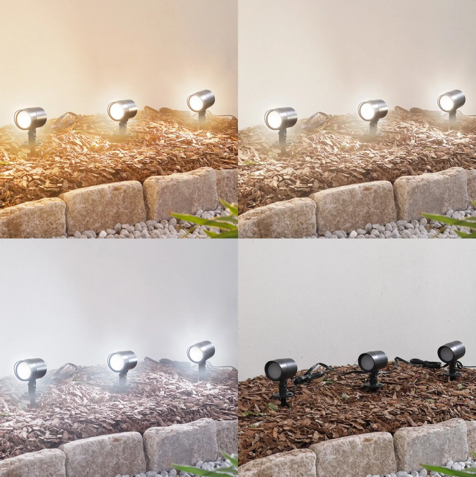 Lindby Smart LED-Erdspießstrahler Nycta, RGB, Tuya, 3er-Set