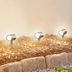 Lindby Smart LED-Erdspießstrahler Nycta, RGB, Tuya, 3er-Set