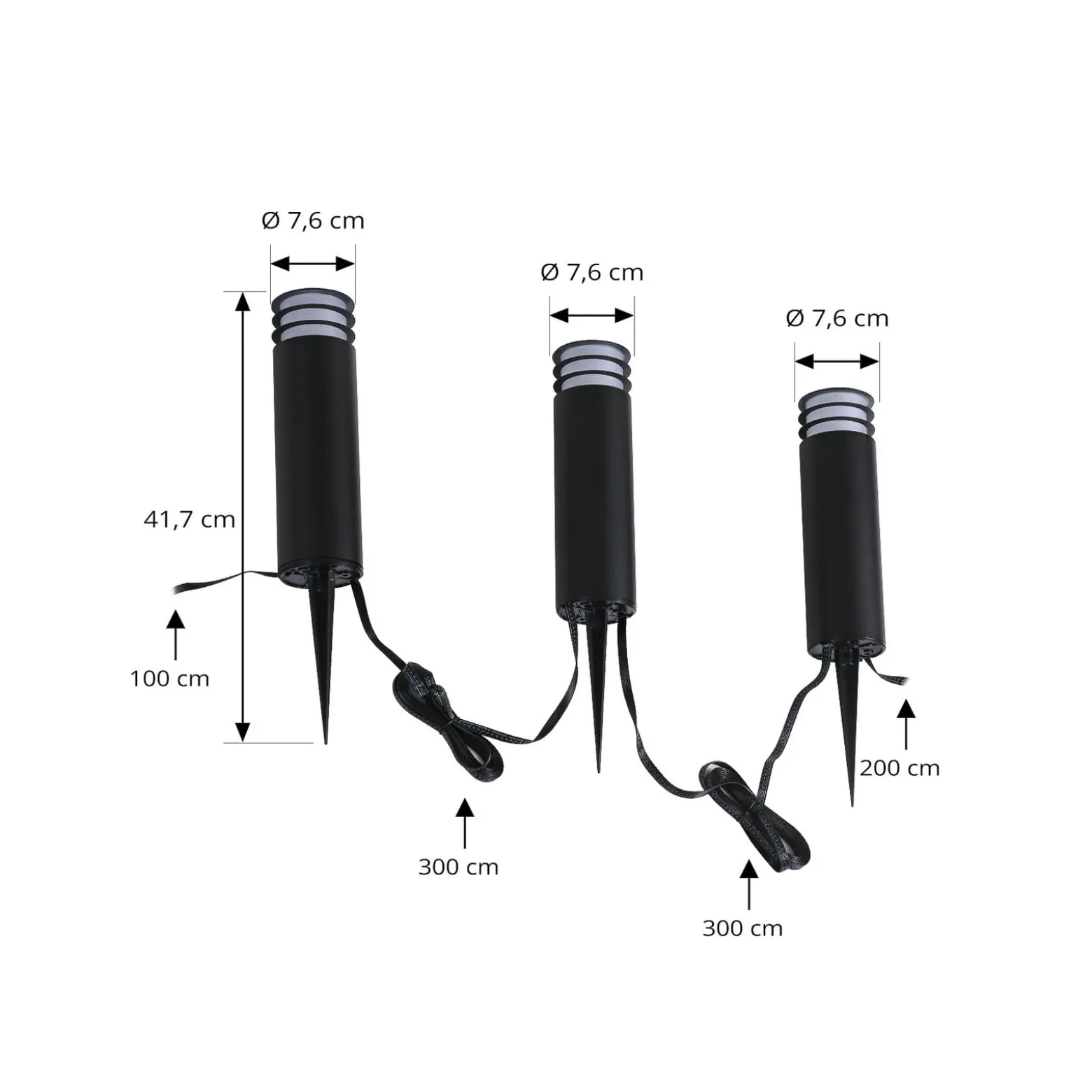 Lindby Smart LED-Sockelleuchte Kaelo, CCT, RGB, Tuya, 3er