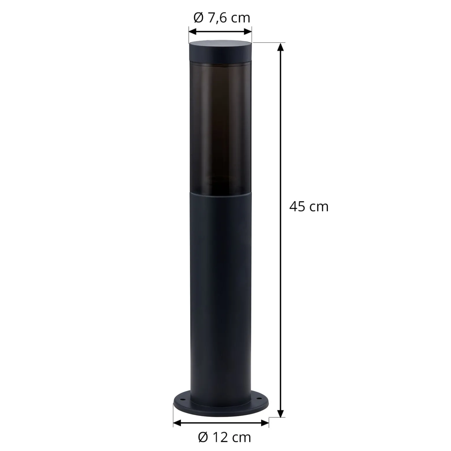 Lindby Sockellampe Statius, anthrazit/klar, Eisen, 45 cm
