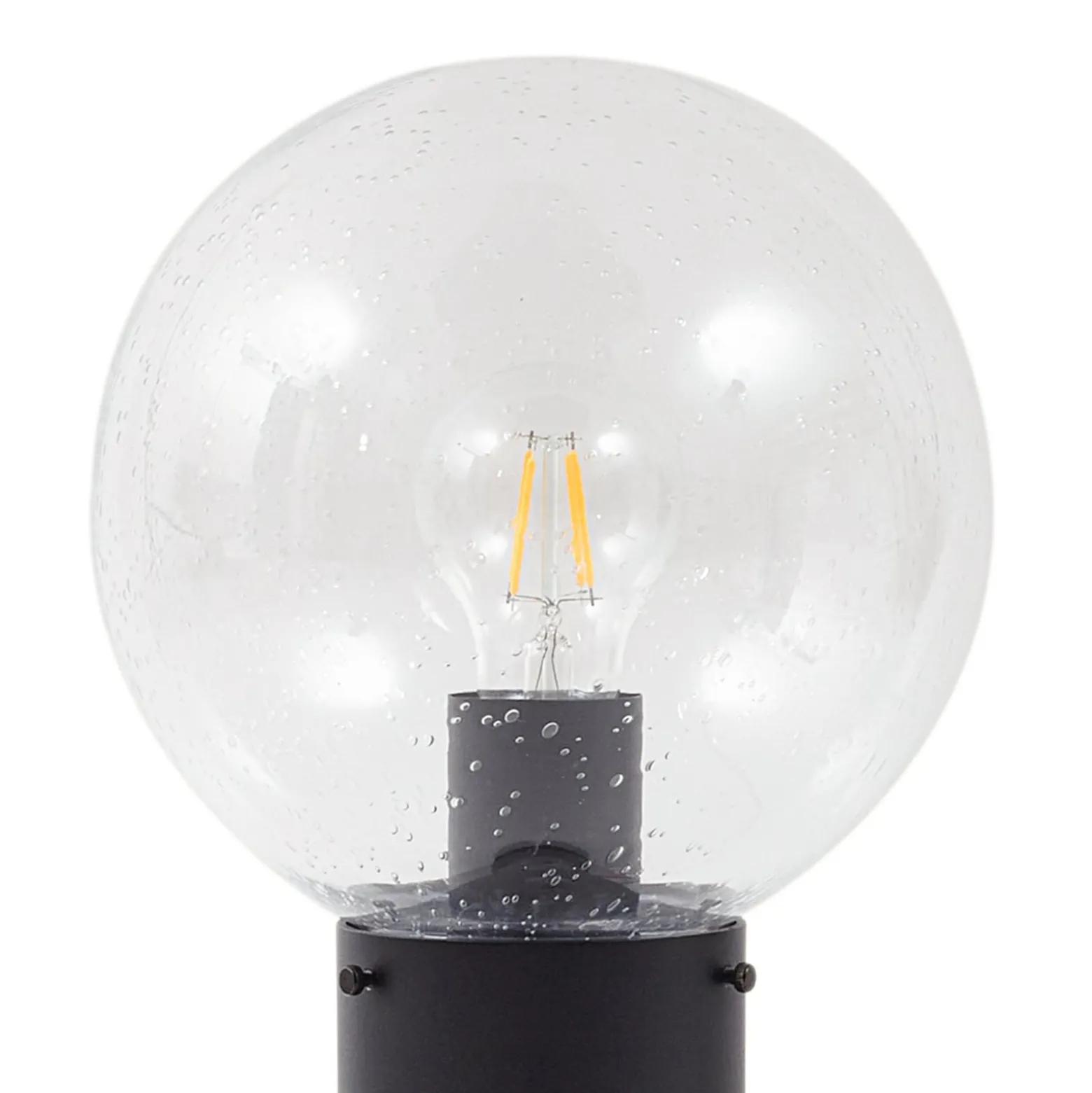 Lindby Sockelleuchte Dangan, schwarz/klar 60cm, Glas, Sensor