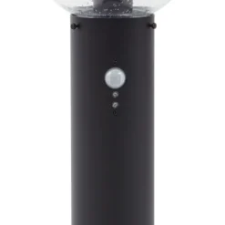 Lindby Sockelleuchte Dangan, schwarz/klar 60cm, Glas, Sensor