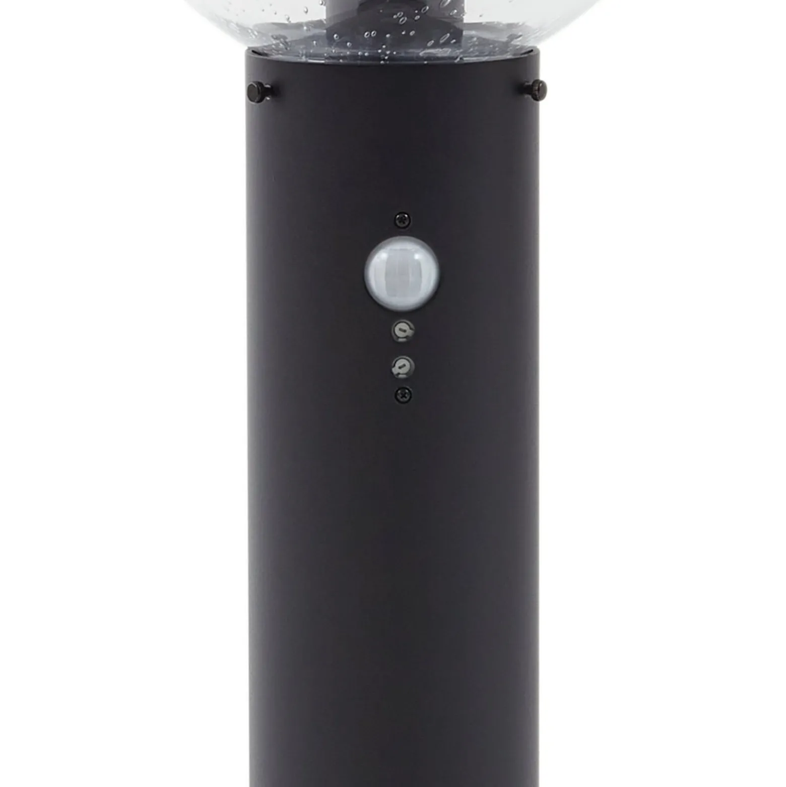 Lindby Sockelleuchte Dangan, schwarz/klar 60cm, Glas, Sensor