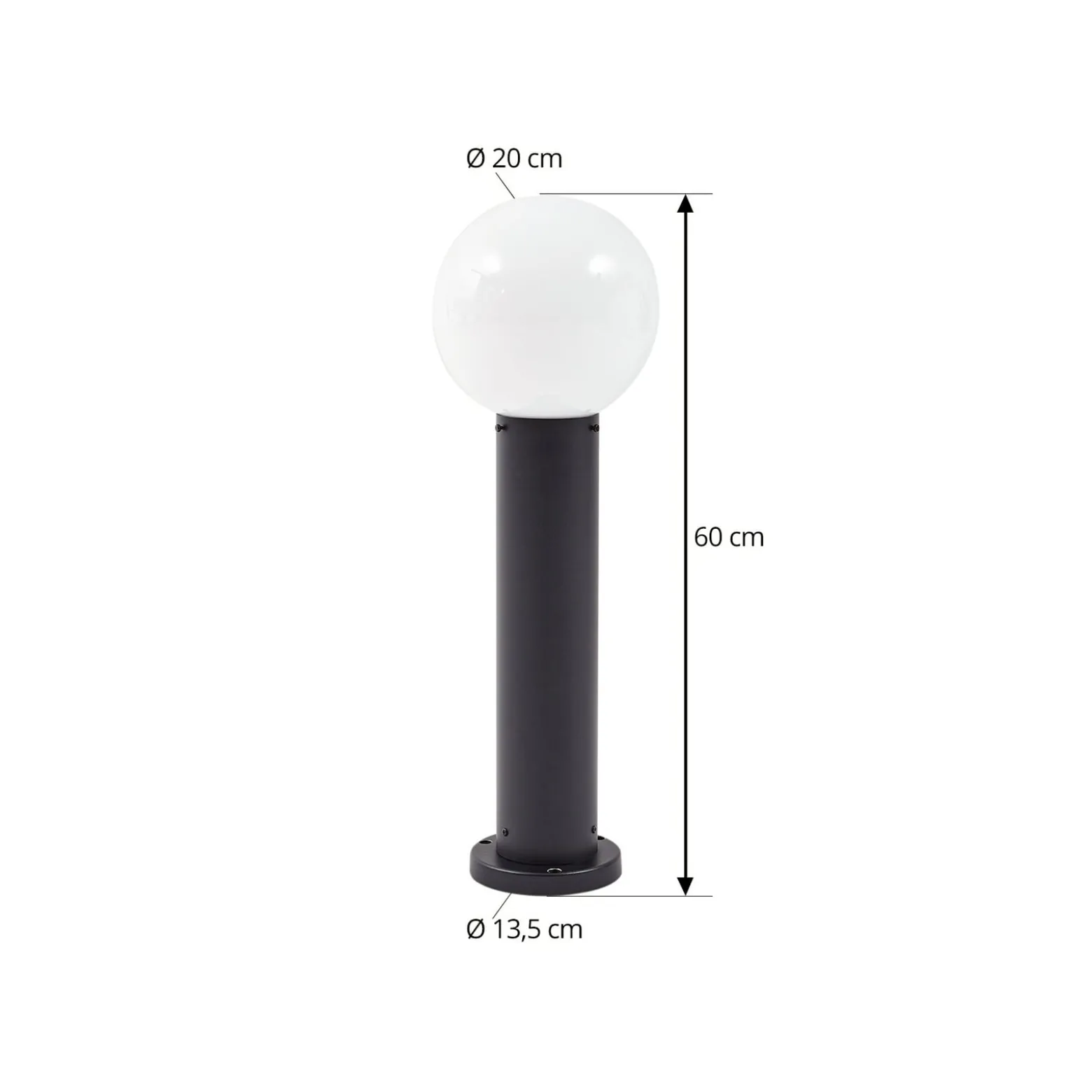 Lindby Sockelleuchte Dangan, schwarz/weiß, Höhe 60 cm, Glas