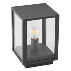 Lindby Sockelleuchte Giavanna, 29 cm, anthrazit, IP44, E27