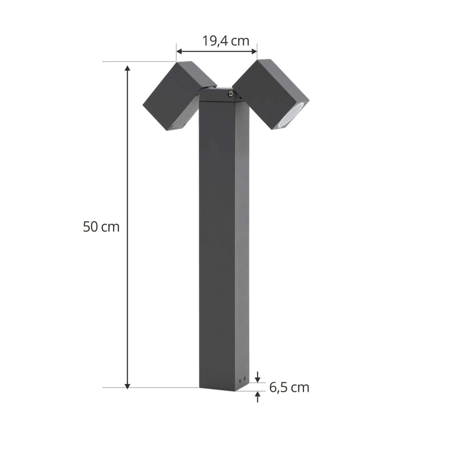 Lindby Sockelleuchte Othil, 2-flg., 50 cm, anthrazit, Metall