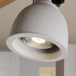 Lindby Spot Mitis, 70 cm, 4-flg., grau, Holz, Beton, GU10