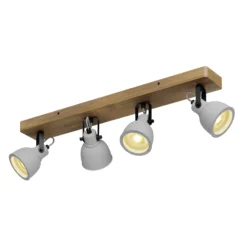 Lindby Spot Mitis, 70 cm, 4-flg., grau, Holz, Beton, GU10