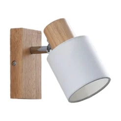 Lindby Spot Wanessa, Holz, weiß, E14, 14 cm, verstellbar