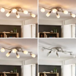 Lindby Strahler Arda, 75 cm, 6-flammig, nickel, Glas, E14