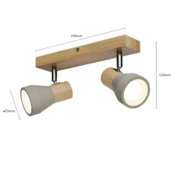 Lindby Strahler Filiz, 2-flammig, 27 cm, Holz, Beton, E14