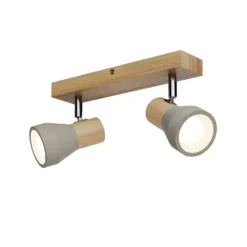 Lindby Strahler Filiz, 2-flammig, 27 cm, Holz, Beton, E14