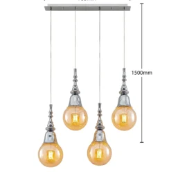 Lucande Gesja Pendellampe, 4-fl., lang, chrom