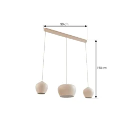 Lucande Hängeleuchte Malisa, beige, 3-fl., Metall, 90 cm