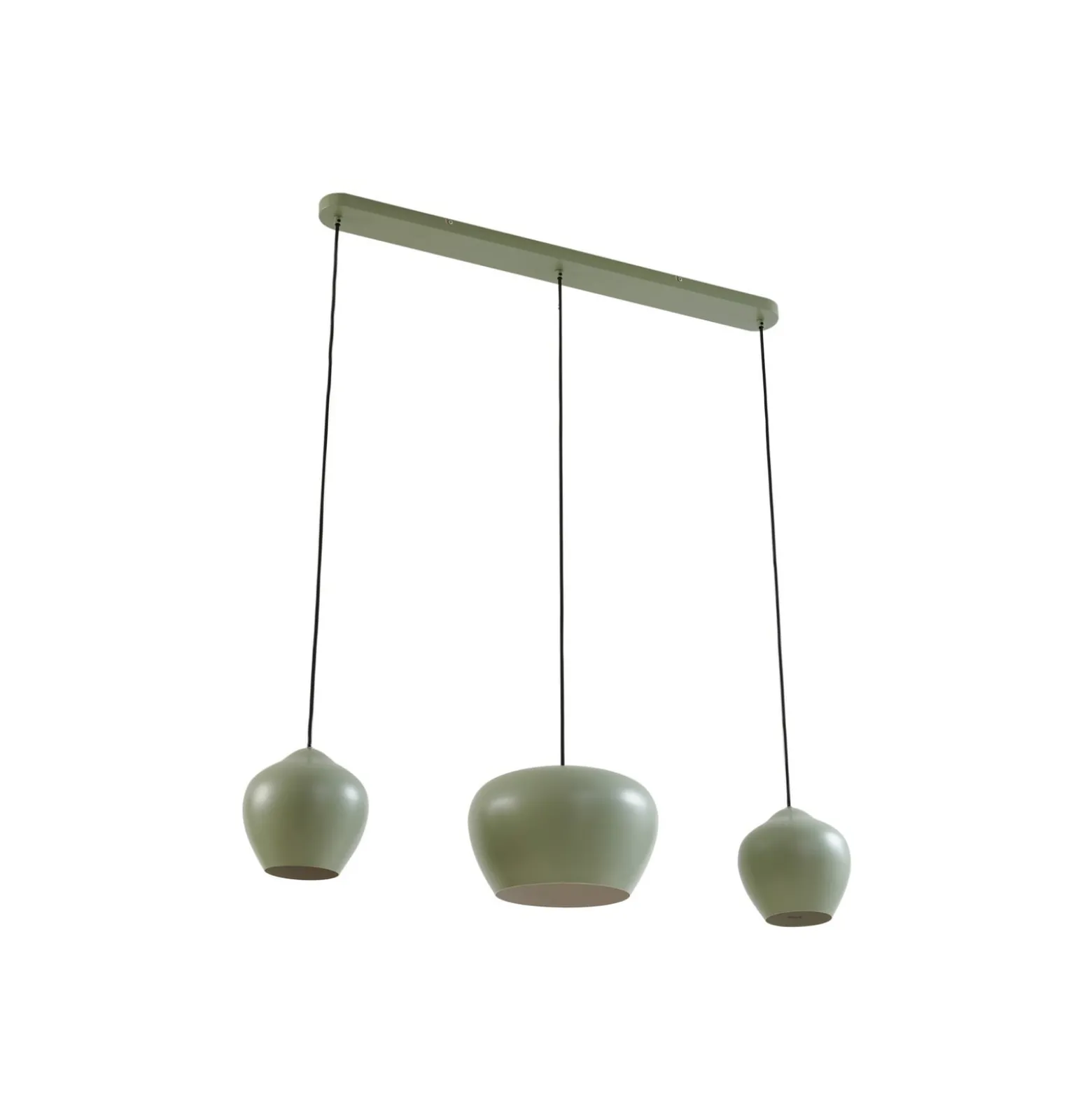 Lucande Hängeleuchte Malisa, grün, 3-fl., Metall, Länge 90cm