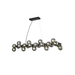 Lucande Hängeleuchte Naelen, schwarz/grau, 125 cm, Glas, G9