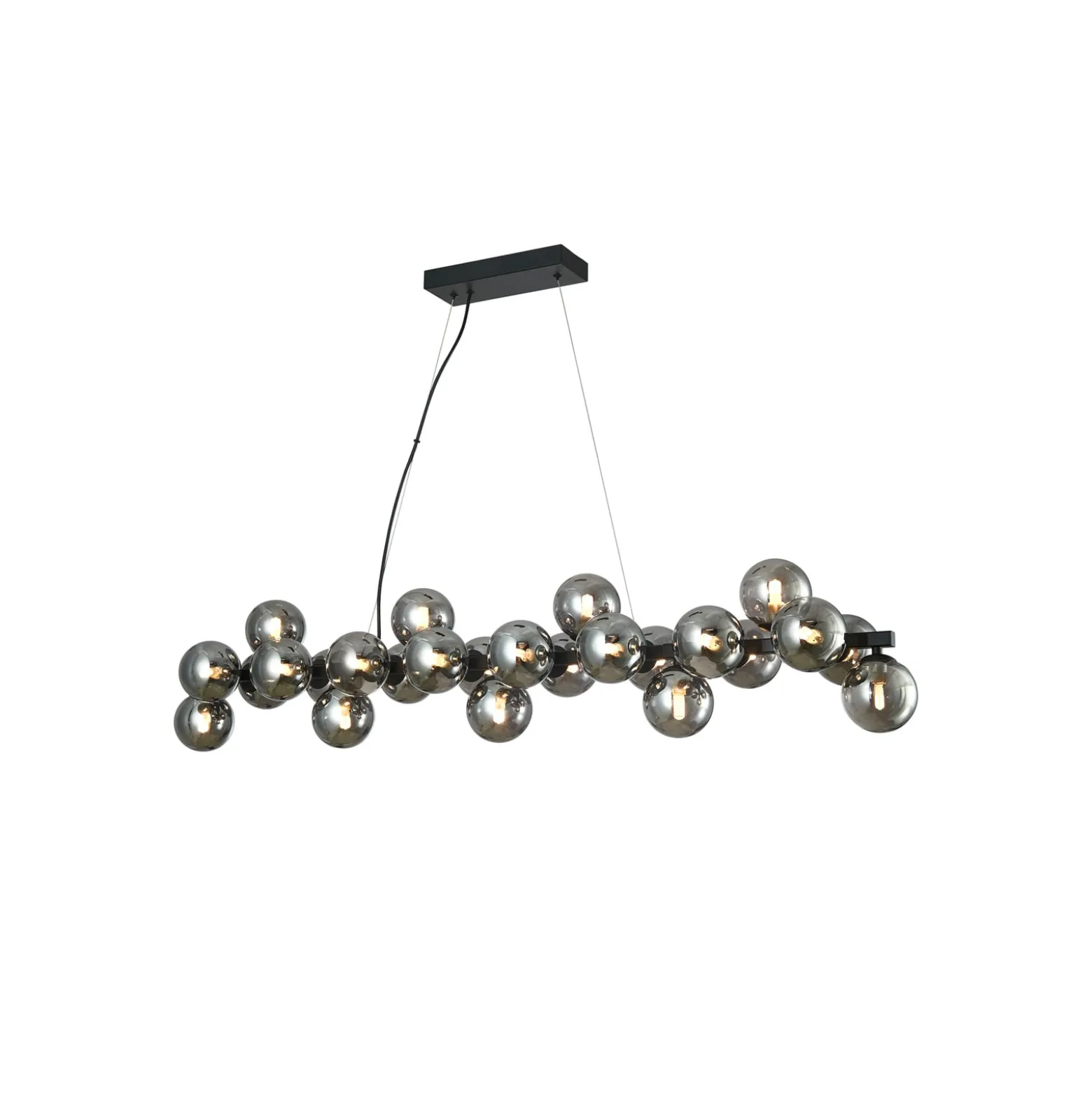 Lucande Hängeleuchte Naelen, schwarz/grau, 125 cm, Glas, G9