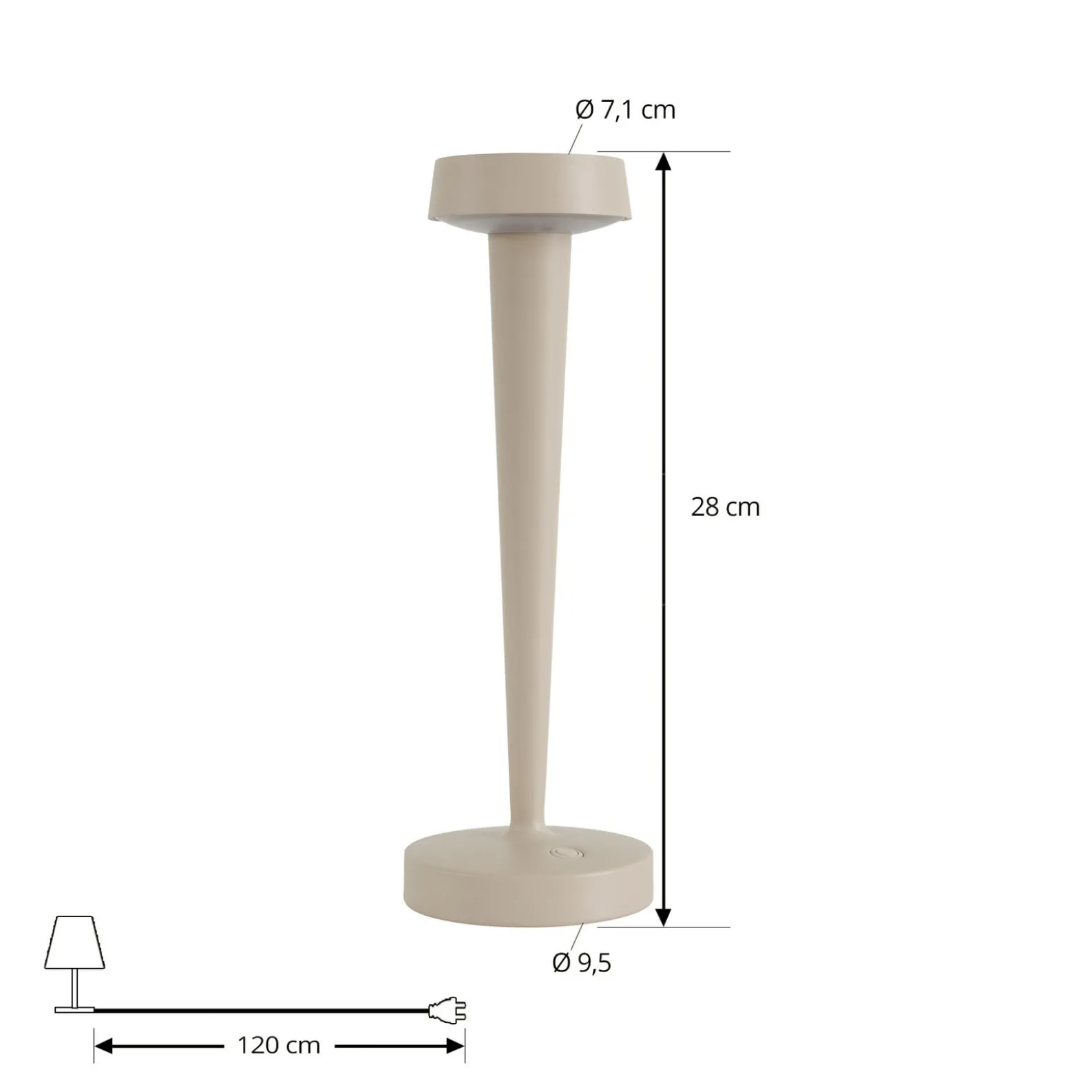 Lucande LED-Akku-Kerzenständer Lea, Vase, beige, 28 cm