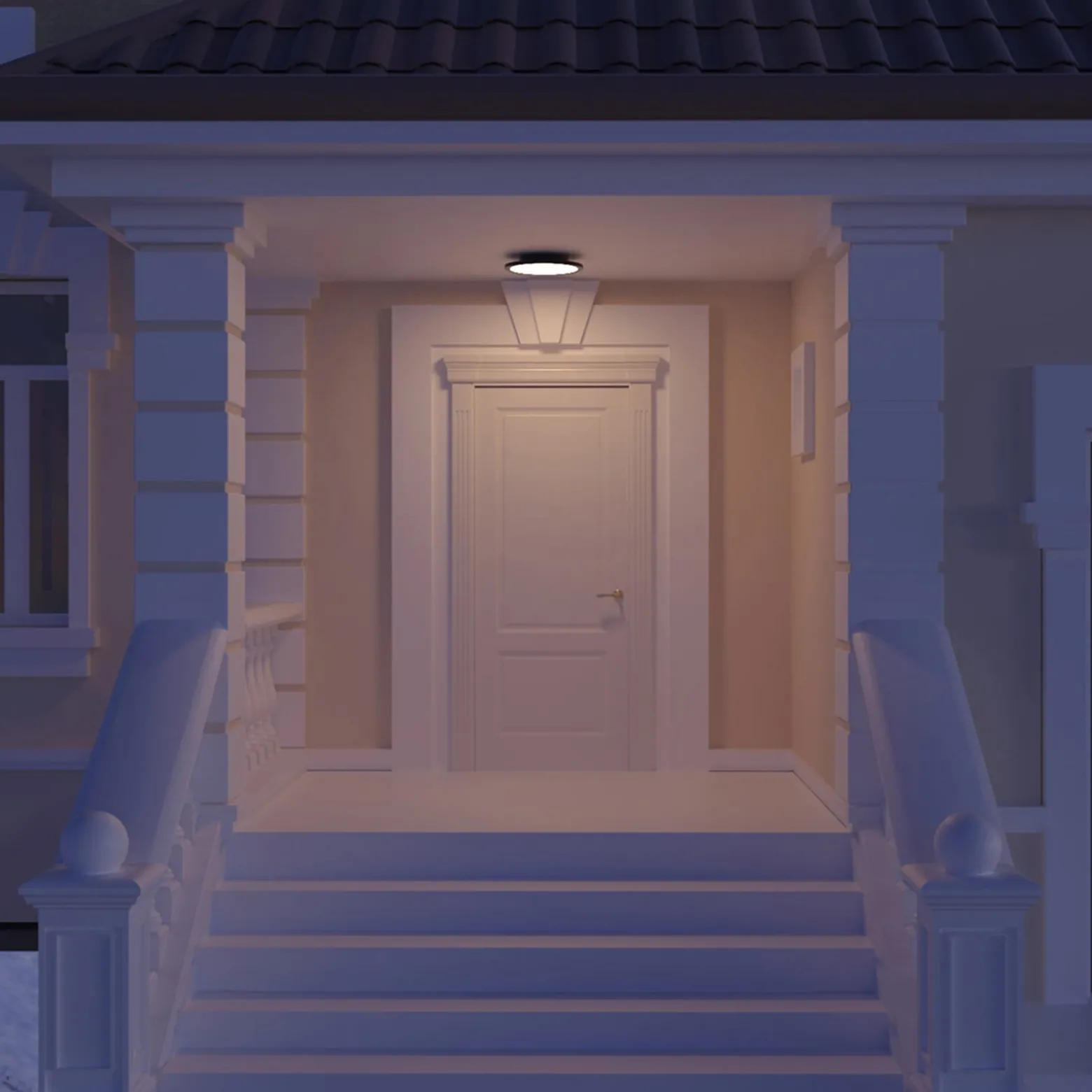 Lucande LED-Außendeckenleuchte Malena, Bewegungsmelder, IP65