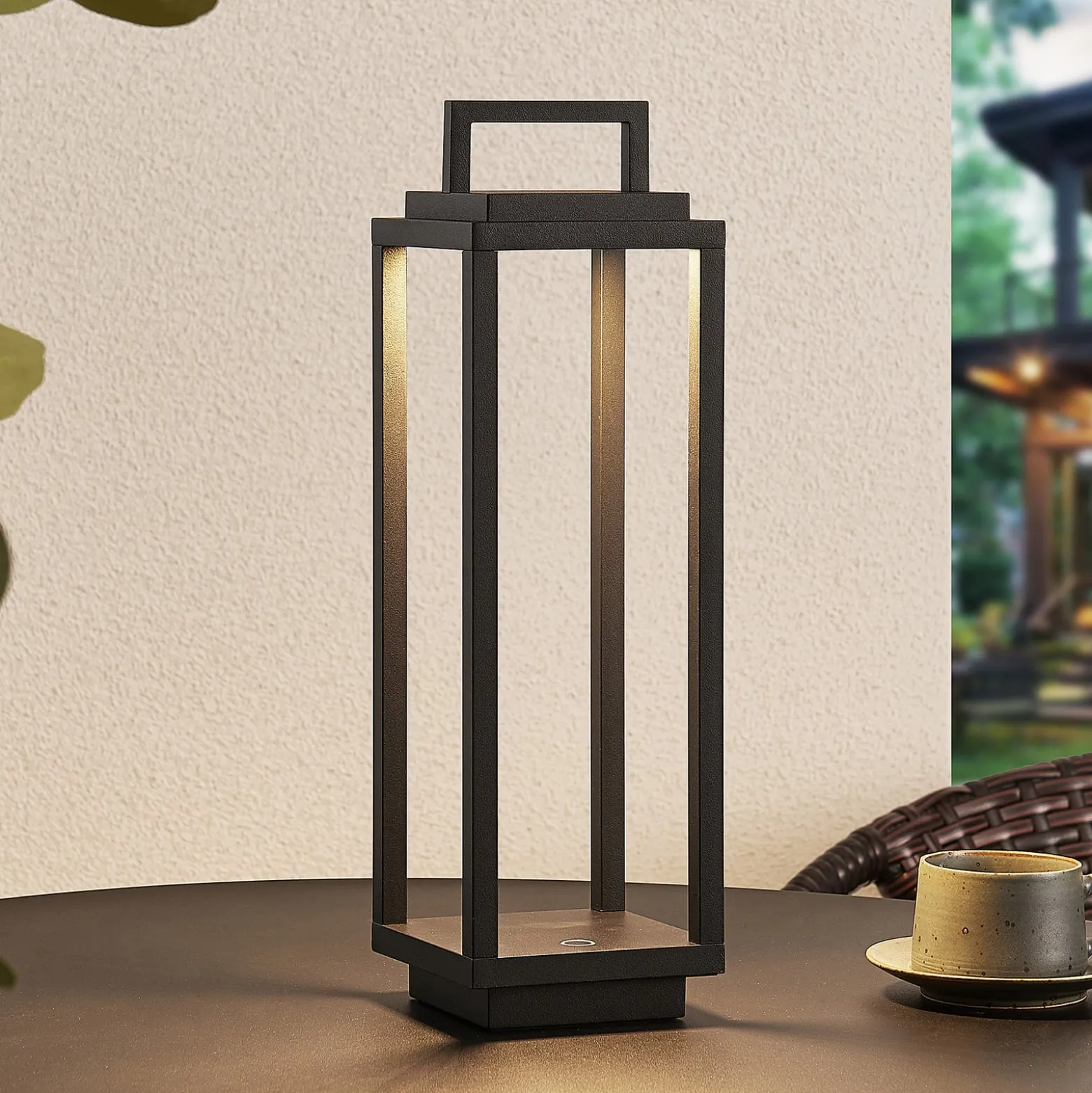 Lucande LED-Außenleuchte Mirina, schwarz, Akku, Touchdimmer