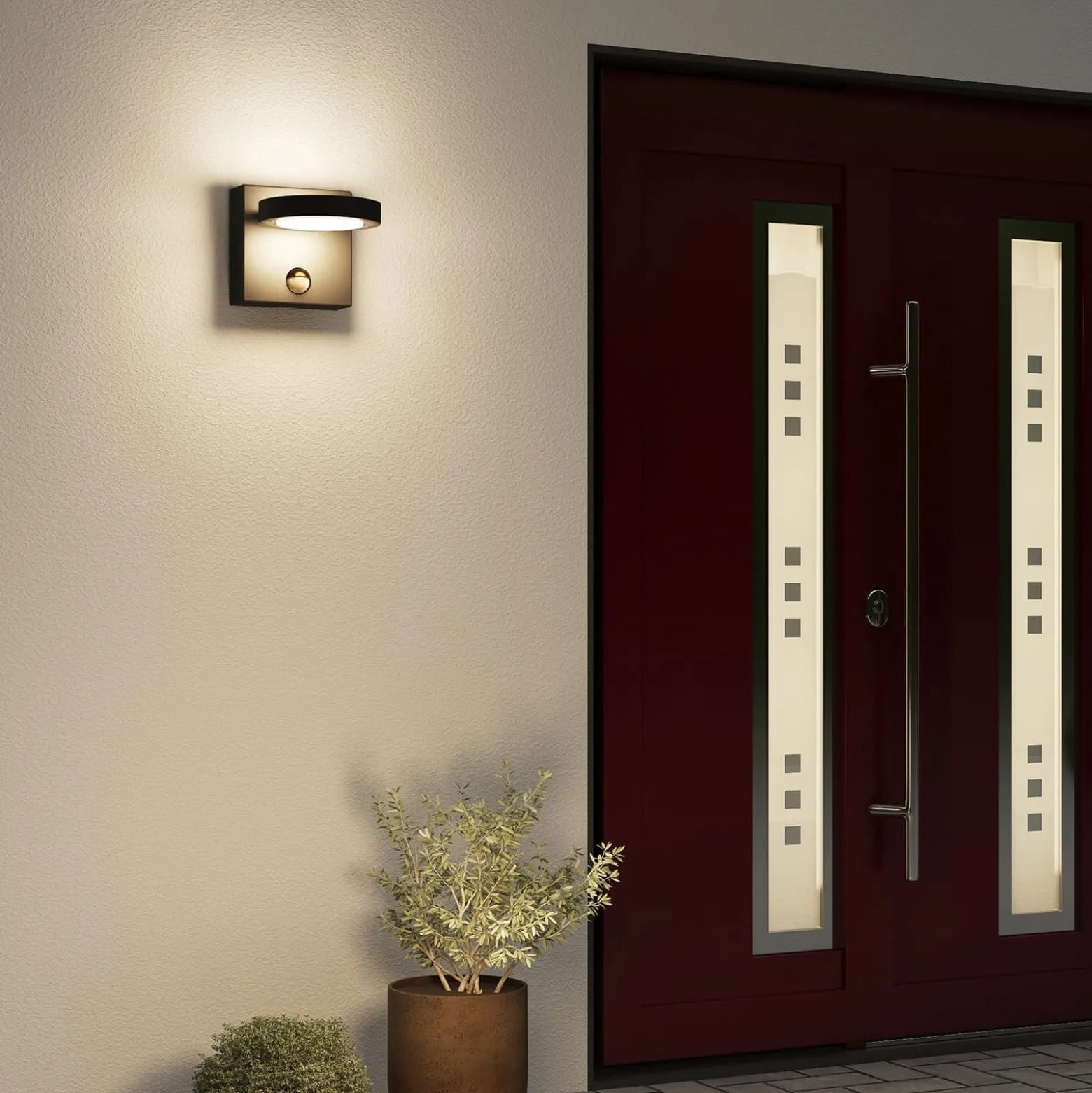 Lucande LED-Außenwandlampe Belna, Metall, Sensor, IP54