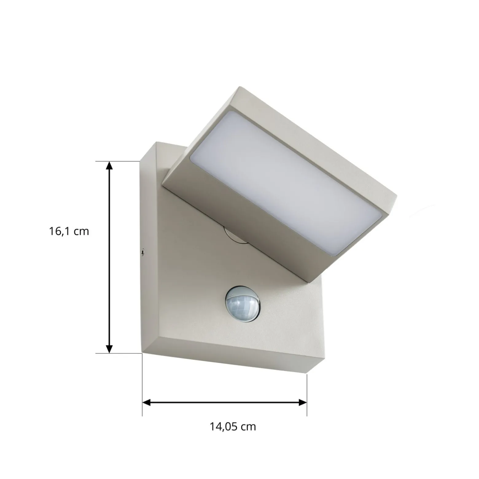 Lucande LED-Außenwandleuchte Silvan, steingrau, Sensor, IP54