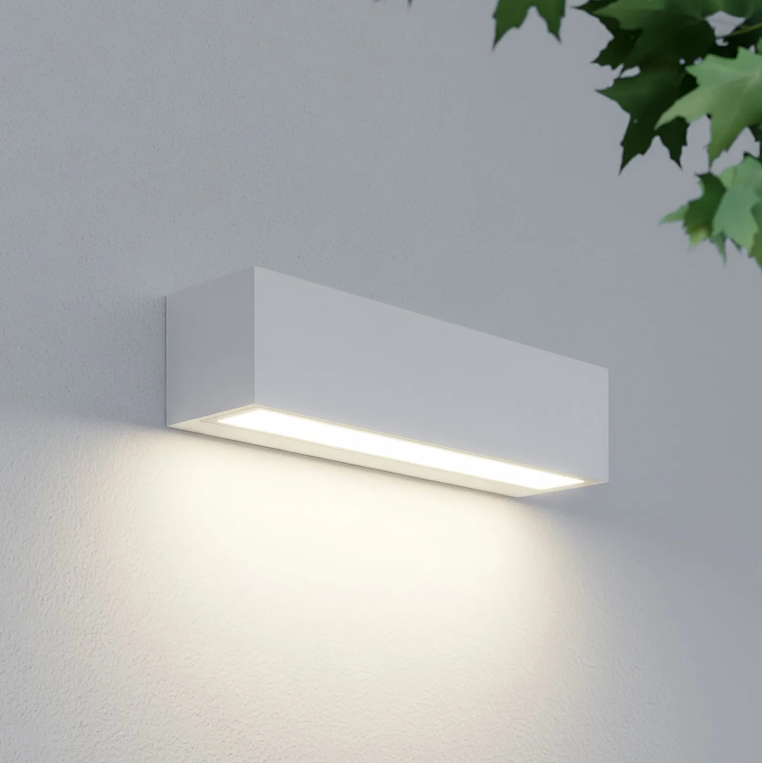 Lucande LED-Außenwandleuchte Lengo, 25cm, weiß, down, 3000K