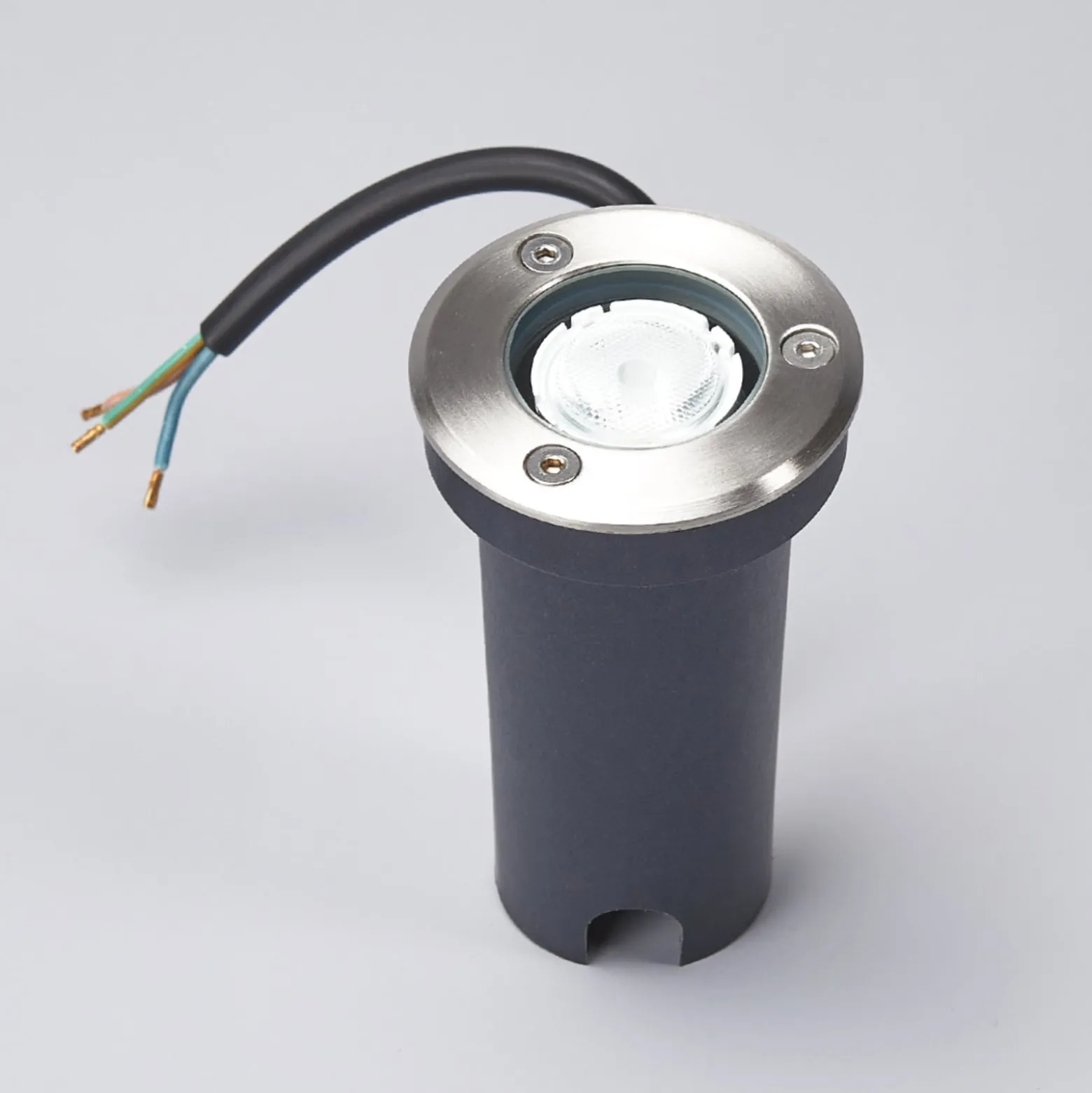 Lucande LED-Bodeneinbauleuchte Kenan, Ø 7cm, Edelstahl, IP67