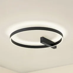 Lucande LED-Deckenlampe Isalin, 60 cm, schwarz, CCT, dimmbar